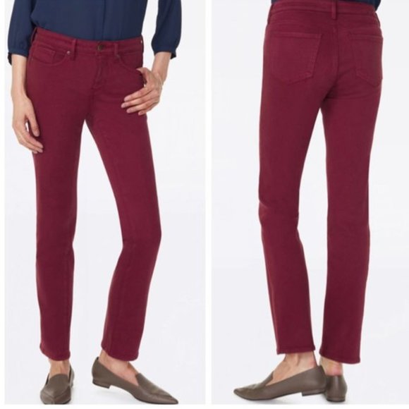 NYDJ Denim - NYDJ Not Your Daughter’s Jeans Marilyn Straight Merlot Red Denim Slimmer Stretch